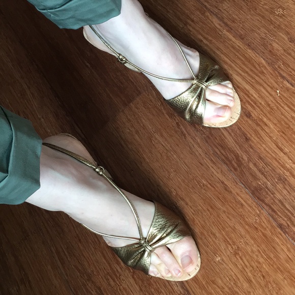 Shoes - Bronze high heel Wedges sandals